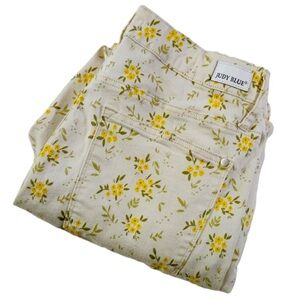Judy Blue Cream Yellow Floral Jeans 16W